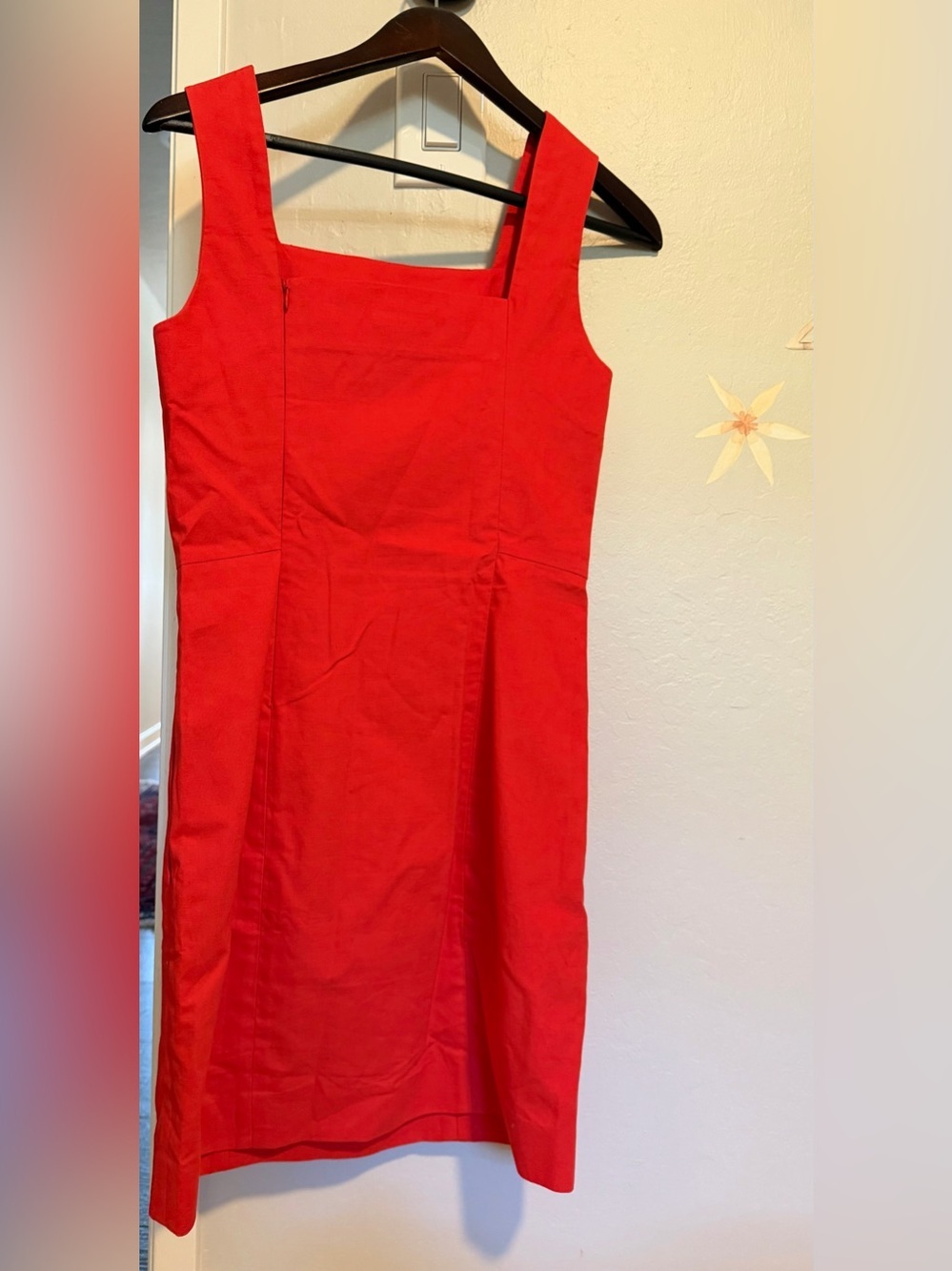 COS Red Square-Neck Sheath Dress